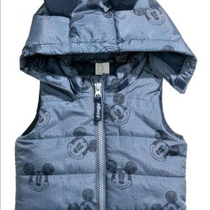 H&M Mickey Mouse padded navy vest, 1.5-2 Y